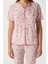 Kadın Juliet Kurdeleli Yumuşak Doku Pembe Çiçekli Pijama Takımı 3