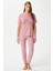 Kadın Pretty Woman Viskon Bisiklet Yaka Kısa Kol Pembe Alt Üst Pijama Takımı 2