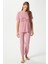Kadın Pretty Woman Viskon Bisiklet Yaka Kısa Kol Pembe Alt Üst Pijama Takımı 5