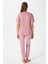 Kadın Pretty Woman Viskon Bisiklet Yaka Kısa Kol Pembe Alt Üst Pijama Takımı 6