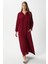 Prive Kadın Plain Bordo %100 Viskon Maksi Boy Cepli Yazlık Uzun Elbise 2