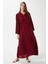 Prive Kadın Plain Bordo %100 Viskon Maksi Boy Cepli Yazlık Uzun Elbise 5