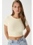 Kadın Deal Lux Touch Yumuşak Doku Crop Tereyağı Sarısı Bluz 1