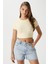 Kadın Deal Lux Touch Yumuşak Doku Crop Tereyağı Sarısı Bluz 2