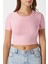 Kadın Deal Lux Touch Yumuşak Doku Crop Pembe Bluz 6