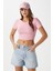 Kadın Deal Lux Touch Yumuşak Doku Crop Pembe Bluz 8