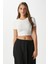 Kadın Deal Lux Touch Yumuşak Doku Crop Beyaz Bluz 1
