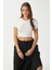Kadın Deal Lux Touch Yumuşak Doku Crop Beyaz Bluz 2