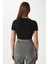 Kadın Deal Lux Touch Yumuşak Doku Crop Siyah Bluz 6