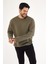 Erkek Haki Standart Fit Normal Kesim Içi Polarlı 3 Iplik Bisiklet Yaka Pamuklu Sweatshirt 1