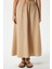 Kadın Trend Modal Serin Kumaş Bej Bel Lastikli Cepli Rahat Kalıp Uzun Etek 4