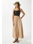 Kadın Trend Modal Serin Kumaş Bej Bel Lastikli Cepli Rahat Kalıp Uzun Etek 6