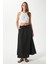 Kadın Trend Modal Serin Kumaş Siyah Bel Lastikli Cepli Rahat Kalıp Uzun Etek 5