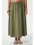 Kadın Trend Modal Serin Kumaş Haki Bel Lastikli Cepli Rahat Kalıp Uzun Etek 2
