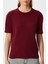 Kadın Rise Dekoratif Yaka Tok Doku %100 Pamuk Bordo T-Shirt 3
