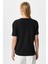 Kadın Rise Dekoratif Yaka Tok Doku %100 Pamuk Siyah T-Shirt 6
