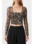 Kadın Alina Korse Görünümlü Leopar Tül Crop Bluz 6