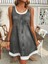 Kadın Askılı Yuvarlak Yakalı Kot Görünümlü Kısa Süprem Elbise 2