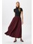 Kadın Luna Bel Lastikli Cepli Bordo Uzun Maxi Boy Etek 1