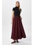Kadın Luna Bel Lastikli Cepli Bordo Uzun Maxi Boy Etek 3