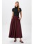 Kadın Luna Bel Lastikli Cepli Bordo Uzun Maxi Boy Etek 5