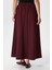 Kadın Luna Bel Lastikli Cepli Bordo Uzun Maxi Boy Etek 6