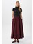 Kadın Luna Bel Lastikli Cepli Bordo Uzun Maxi Boy Etek 7