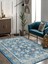 Vitage Mavi Klasik Desen Eskitme Model Dokuma Taban Kilim 2