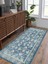 Vitage Mavi Klasik Desen Eskitme Model Dokuma Taban Kilim 4