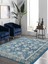 Vitage Mavi Klasik Desen Eskitme Model Dokuma Taban Kilim 1