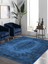 Vitage Mavi Eskitme Model Dokuma Taban Kilim 3