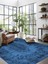 Vitage Mavi Eskitme Model Dokuma Taban Kilim 4