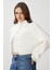 Kadın Wendy Yumuşak Doku Dik Yaka Ekru Triko Hırka 3