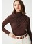 Kadın Moon Büzgülü Kahverengi Sandy Bluz 3