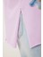 Çiçek Işlemeli Yırtmaçlı Örme T-Shirt LMP0010 Lila 4