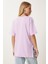 Çiçek Işlemeli Yırtmaçlı Örme T-Shirt LMP0010 Lila 5