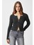 Kadın Verna Viscose Fermuarlı Saran Antrasit Triko Hırka 4