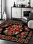 Vitage Etnik Çiçek Desen Eskitme Model Dokuma Taban Kilim 1