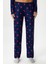Kadın Ely Premium Bisiklet Yaka Lacivert Kalp Süet Doku Yılbaşı Pijama Takımı 5