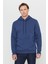 Erkek Lacivert Standart Fit Normal Kesim Içi Polarlı 3 Iplik Kapüşonlu Pamuklu Sweatshirt 4