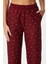 Kadın Teddi Ultra Yumuşak Cepli Bordo Kalp Desen Yılbaşı Pijama Altı 2