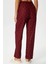 Kadın Teddi Ultra Yumuşak Cepli Bordo Kalp Desen Yılbaşı Pijama Altı 5