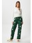 Kadın Teddi Ultra Yumuşak Cepli Yeşil Ayıcık Desen Yılbaşı Pijama Altı 5