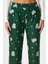 Kadın Teddi Ultra Yumuşak Cepli Yeşil Ayıcık Desen Yılbaşı Pijama Altı 7