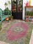 Vitage Yeşil Pempe Çiçek Desenli Eskitme Model Dokuma Taban Kilim 2