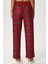Kadın Teddi Ultra Yumuşak Cepli Kırmızı Ekose Desen Yılbaşı Pijama Altı 4