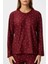 Kadın Ely Premium Bisiklet Yaka Bordo Kalp Süet Doku Yılbaşı Pijama Takımı 4