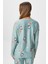 Kadın Ely Premium Bisiklet Yaka Mint Penguen Süet Doku Yılbaşı Pijama Takımı 5