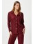 Kadın Nora Premium Bordo Kalp Süet Doku Düğmeli Yılbaşı Pijama Takımı 2