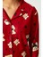 Kadın Nora Premium Kırmızı Ayıcık Süet Doku Düğmeli Yılbaşı Pijama Takımı 2